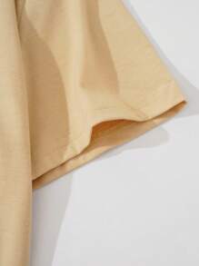 ROMWE MEN Street Life Guys Slogan & Figure Graphic Tee - Khaki - View 3