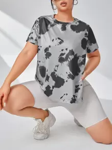 Plus Tie Dye Sports Tee - Grey - View 1