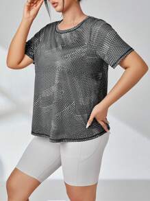 SHEIN Daily&Casual Camiseta deportiva con estampado geométrico - Blanco y Negro - Ver 5