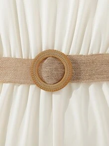 SHEIN Áo liền quần Gái Thêu Xù Hoa Dễ thương - Màu be - Xem 5