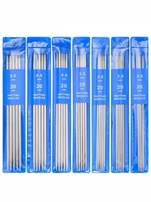 5pcs/Set 7.87inch Straight Knitting Stainless Steel Needles Kit 2.0mm-5.0mm Double Ended Stainless Steel Needles Beginner Knitting, A Knitting Needle, Sewing Tools - Multicolor - View 1