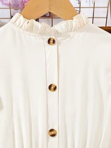 SHEIN Áo liền quần Gái Thêu Xù Hoa Dễ thương - Màu be - Xem 6