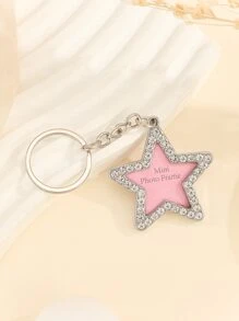 Rhinestone Trang trí Ngôi sao Charm Keychain - Bạc - Xem 1