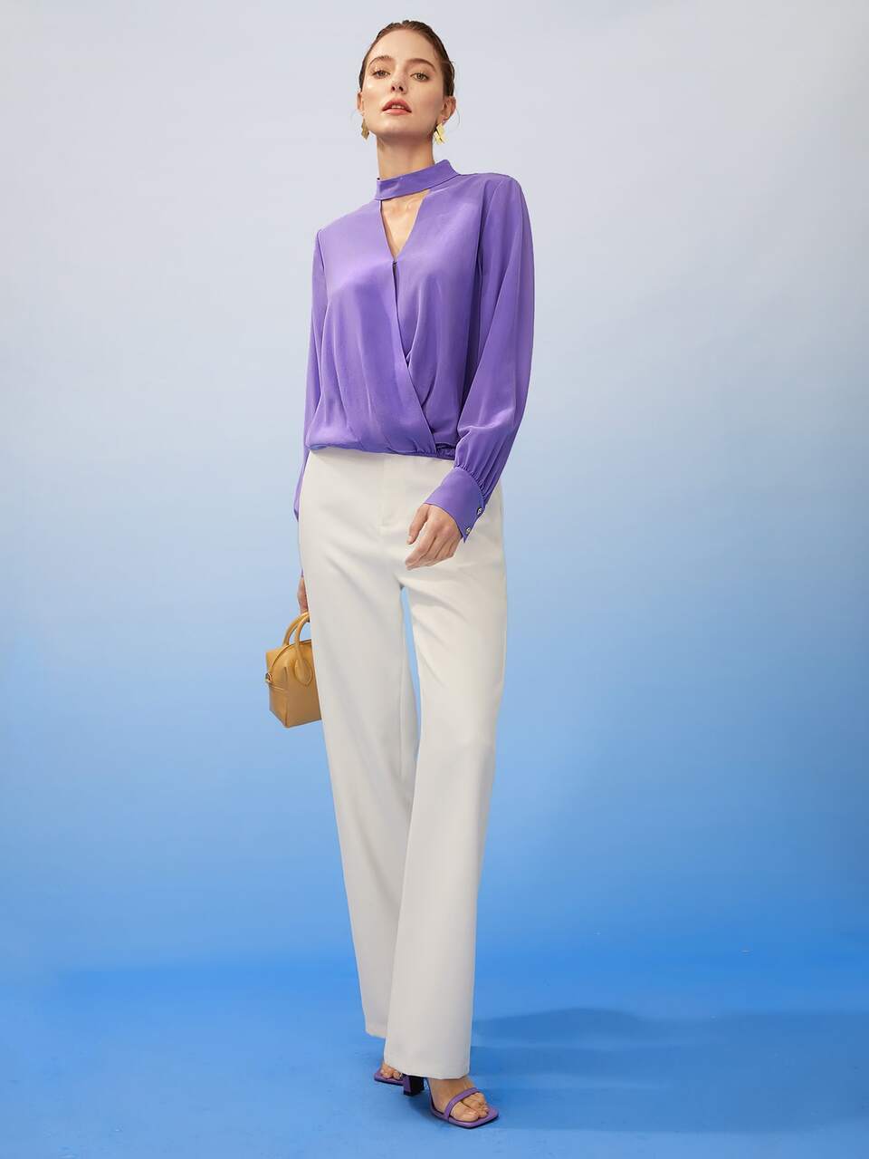 PURE SILK CHOKER NECK BLOUSE