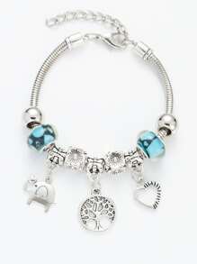 Pulsera con corazón & con diseño de árbol - Azul menta - Ver 2