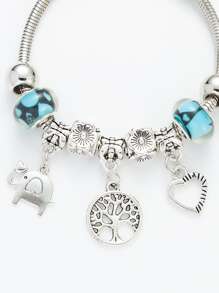 Pulsera con corazón & con diseño de árbol - Azul menta - Ver 3