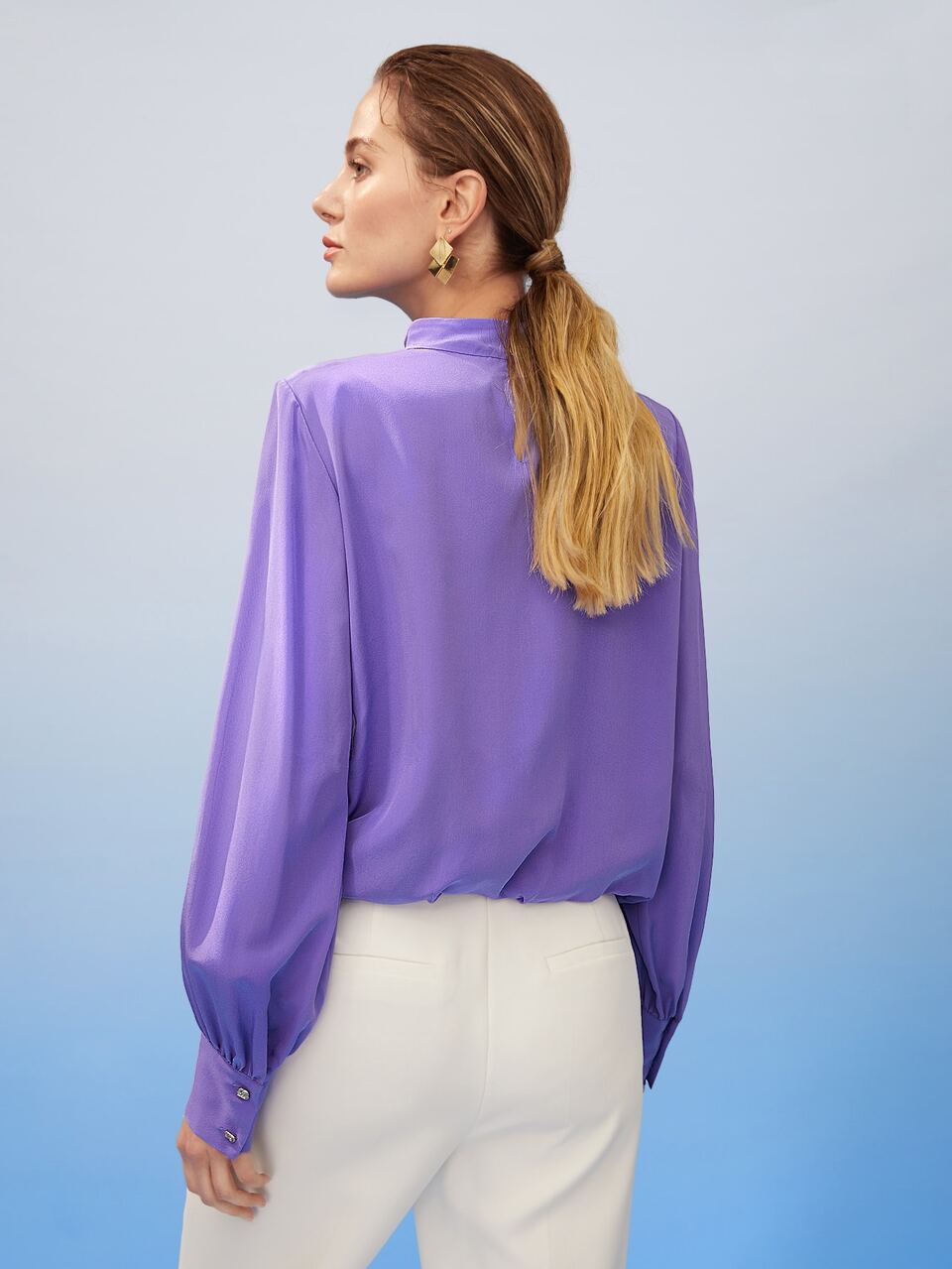 PURE SILK CHOKER NECK BLOUSE