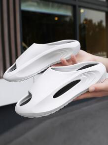 Men's Slippers 2025 New Summer Strap Soft Bottom Anti-Slip Anti-Odor Indoor Home Bathroom Slippers, Fashionable Versatile Quick-Drying Lightweight Men Slipper Outdoor Beach Sandals, Solid Color Classic Men Flip Flops - Black and White - View 3