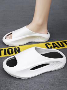 Men's Slippers 2025 New Summer Strap Soft Bottom Anti-Slip Anti-Odor Indoor Home Bathroom Slippers, Fashionable Versatile Quick-Drying Lightweight Men Slipper Outdoor Beach Sandals, Solid Color Classic Men Flip Flops - Black and White - View 4