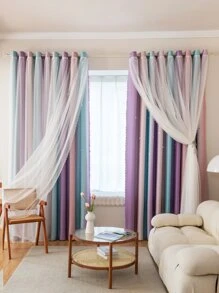 漸變色單片窗簾臥室和客廳現代滌綸單片遮光窗簾 - 彩色 - 查看 2