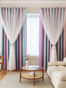 漸變色單片窗簾臥室和客廳現代滌綸單片遮光窗簾 - 彩色 - 查看 4