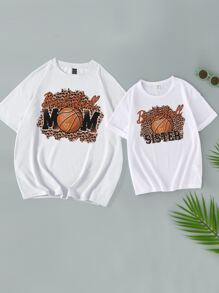SHEIN Unity 1pc Basketball & Letter Graphic Drop Shoulder Tee - White - View 4