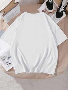 SHEIN Unity 1pc Basketball & Letter Graphic Drop Shoulder Tee - White - View 2