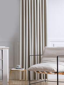素色單片窗簾臥室和客廳現代滌綸單片遮光窗簾 - 米色 - 查看 5