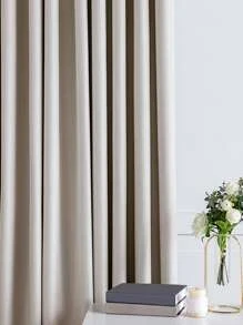 素色單片窗簾臥室和客廳現代滌綸單片遮光窗簾 - 米色 - 查看 6