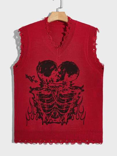 HEAVEN CAN WAIT sky fall vest スカル ニットベスト HEAVEN CAN WAIT sky fall vest スカル ニットベスト