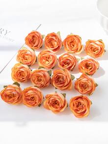 10PCS Artificial Flowers Rose Head And Bud DIY System Box, Cake Decoration, Wreath Material, Holiday Birthday Party Decoration, Wedding Bride Wrist Flower, Flower Holding Material, Home Flower Shop, Garden, Valentine's Day Gift, New Year Decoration Material - Orange - View 4