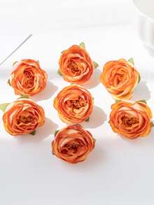 10PCS Artificial Flowers Rose Head And Bud DIY System Box, Cake Decoration, Wreath Material, Holiday Birthday Party Decoration, Wedding Bride Wrist Flower, Flower Holding Material, Home Flower Shop, Garden, Valentine's Day Gift, New Year Decoration Material - Orange - View 5