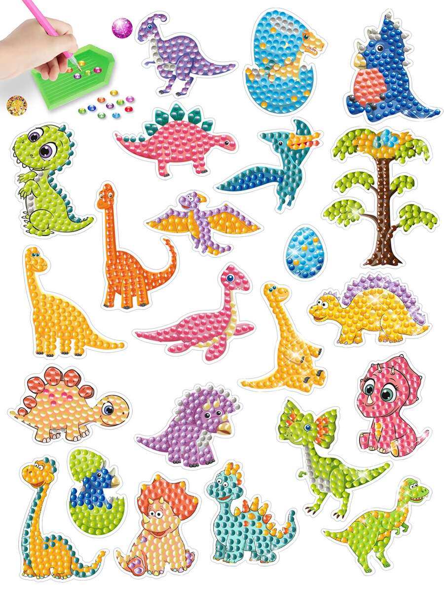 6 Cái/bộ PMMA Tự Làm Tranh Gắn Đá Miếng Dán Hoạt Hình Họa Tiết Khủng Long Tự Làm Tranh Gắn Đá Miếng Dán Trang Trí Nhà, Quà Tặng - Nhiều màu - Xem 1