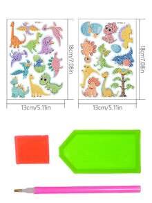 6 Cái/bộ PMMA Tự Làm Tranh Gắn Đá Miếng Dán Hoạt Hình Họa Tiết Khủng Long Tự Làm Tranh Gắn Đá Miếng Dán Trang Trí Nhà, Quà Tặng - Nhiều màu - Xem 2