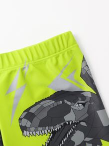 Boys Dinosaur Print Swim Shorts With Swim Cap - Multicolor - View 3