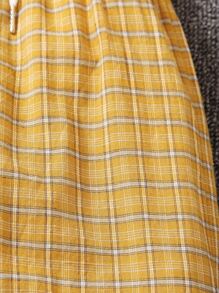 Toddler Boys Plaid Print Drawstring Waist Trousers - Yellow - View 5