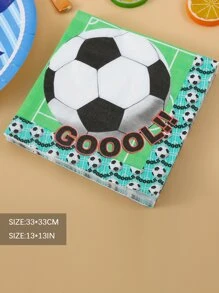 20pcs/set Paper Disposable Napkin, Cartoon Football Print Paper Dinner Napkin For Party - Multicolor - View 2