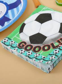 20pcs/set Paper Disposable Napkin, Cartoon Football Print Paper Dinner Napkin For Party - Multicolor - View 4
