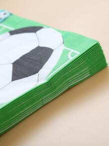 20pcs/set Paper Disposable Napkin, Cartoon Football Print Paper Dinner Napkin For Party - Multicolor - View 3