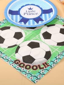 20pcs/set Paper Disposable Napkin, Cartoon Football Print Paper Dinner Napkin For Party - Multicolor - View 6