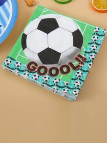 20pcs/set Paper Disposable Napkin, Cartoon Football Print Paper Dinner Napkin For Party - Multicolor - View 7