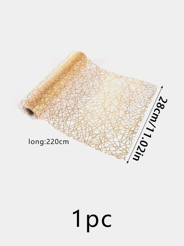 1pc Metallic Geometric Pattern Table Runner, Modern Polyester Kitchen