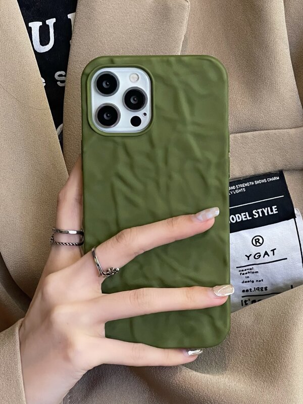 غطاء هاتف بنقش مجعد أخضر صلب