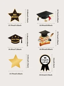 12pcs/set Paper Hanging Swirl Decoration, Graduation Hat Design Hanging Decoration For Graduation Party - Multicolor - View 4