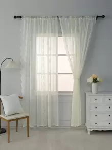 Ren Trang Trí Đơn Bảng Điều Khiển Màn Sheer, Tối Giản Polyester Lọc Ánh Sáng Riêng Tư Màn Sheer Cho Phòng Khách Và Phòng Ngủ - Màu be - Xem 1