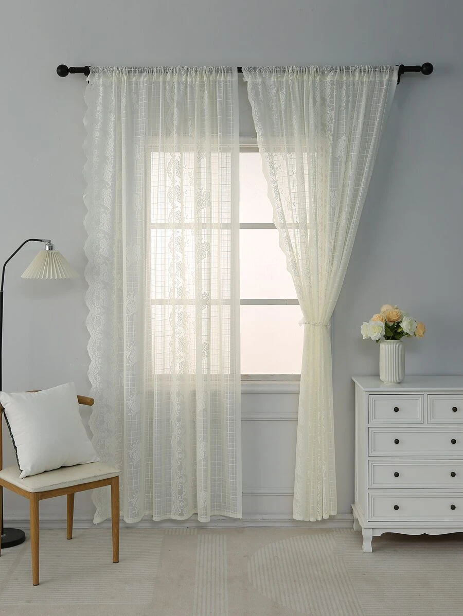 Ren Trang Trí Đơn Bảng Điều Khiển Màn Sheer, Tối Giản Polyester Lọc Ánh Sáng Riêng Tư Màn Sheer Cho Phòng Khách Và Phòng Ngủ - Màu be - Xem 1