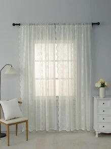 Ren Trang Trí Đơn Bảng Điều Khiển Màn Sheer, Tối Giản Polyester Lọc Ánh Sáng Riêng Tư Màn Sheer Cho Phòng Khách Và Phòng Ngủ - Màu be - Xem 2