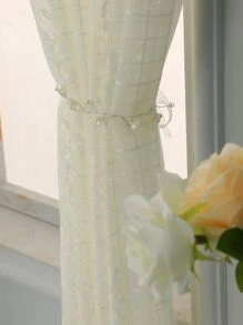 Ren Trang Trí Đơn Bảng Điều Khiển Màn Sheer, Tối Giản Polyester Lọc Ánh Sáng Riêng Tư Màn Sheer Cho Phòng Khách Và Phòng Ngủ - Màu be - Xem 3