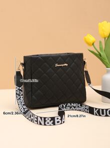 Quilted Square Bag Small Zipper - Black - View 3