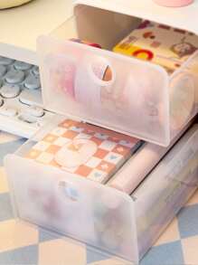 1入組素色文具收納盒簡單多功能桌架學校學生 - 白色 - 查看 2