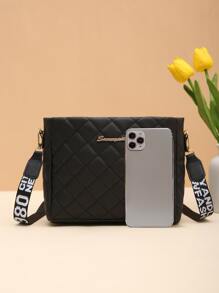 Quilted Square Bag Small Zipper - Black - View 4