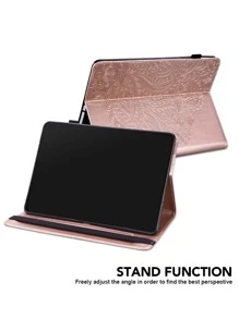 GLANDOTU 苹果粉色花朵图案 PU 防摔保护壳 适用于 iPad - 玫瑰金 - 查看 4