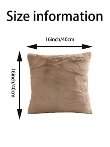 1 pieza funda de cojín peluda sólida sin relleno, funda de cojín cuadrada decorativa de felpa simple para cama, sofá - Caqui - Ver 2