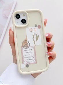 Flower & Letter Graphic Anti-fall Phone Case - Multicolor - View 1