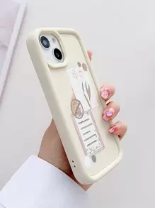 Flower & Letter Graphic Anti-fall Phone Case - Multicolor - View 4