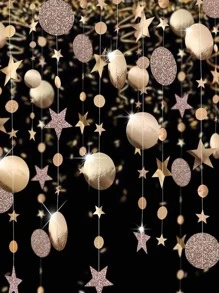 1入組星形設計紙花環 - 香檳色 - 查看 1