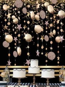 1入組星形設計紙花環 - 香檳色 - 查看 2