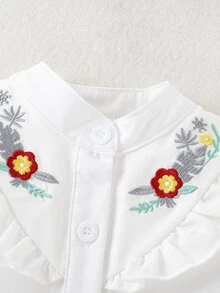 Bebé Shorts con blusa con bordado floral ribete con fruncido - Multicolor - Ver 4