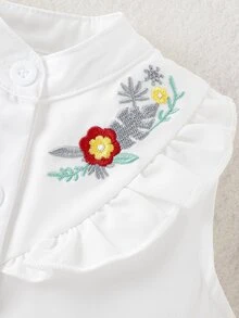 Bebé Shorts con blusa con bordado floral ribete con fruncido - Multicolor - Ver 5