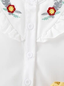 Bebé Shorts con blusa con bordado floral ribete con fruncido - Multicolor - Ver 6